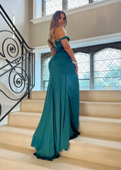 Paloma Satin Split Gown - Emerald Green