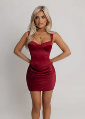 Actually Romantic Corset Mini Dress - Wine