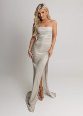 Mila Glitter Split Gown - Gold