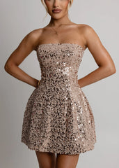 Keeping Secrets Strapless Mini Dress - Gold