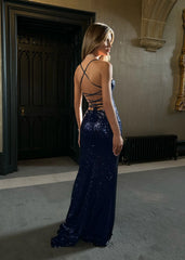 Beautiful Ruins Sequin Corset Gown - Navy
