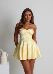Heartstopper Strapless Mini Dress - Yellow