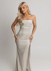 Mila Glitter Split Gown - Gold