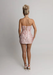 Sparkle Feels Feather Mini Dress - Pink