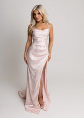 Worth Waiting For Cross Back Gown - Jacquard Pink
