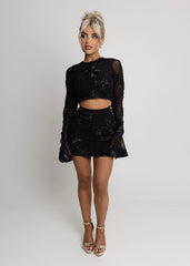 Love Ignited Long Sleeve Two Piece - Black