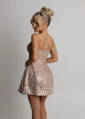 Keeping Secrets Strapless Mini Dress - Gold