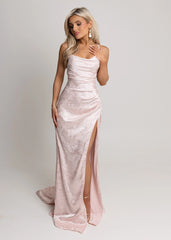 Worth Waiting For Cross Back Gown - Jacquard Pink