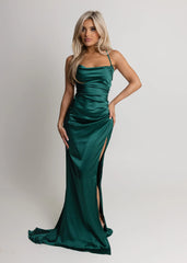 Worth Waiting For Cross Back Gown - Emerald Green