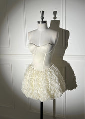 Pure Elegance 3D Flower Structured Mini Dress - Ivory