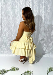 Only You Bow Mini Dress - Yellow