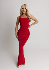 Devoted Love Bow Maxi Dress - Red