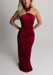 Romance Me Halterneck Maxi - Wine