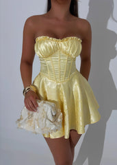 Heartstopper Strapless Mini Dress - Yellow