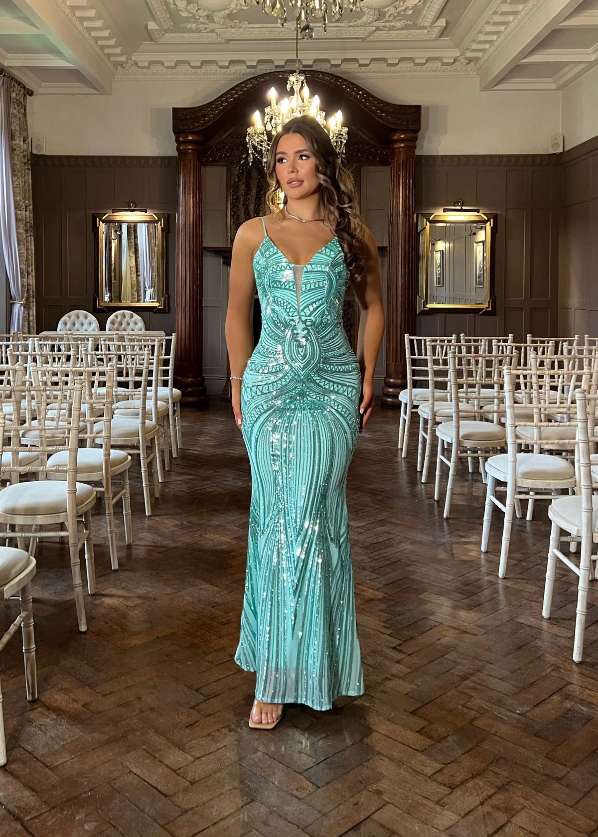 Always Sparkling Embellished Gown - Aqua